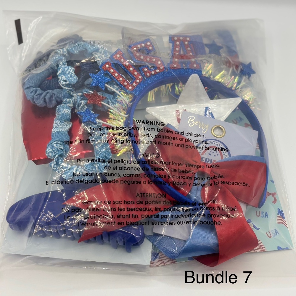 6 PC Berry Patriotic Hair Accessories Bundle NEW - Picture 9 of 9